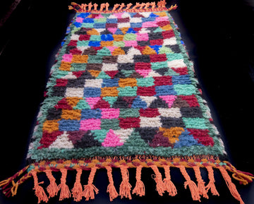 Handwoven Wool Small Moroccan Rug - Berber Rug 2x3 ft - Striped Multicolor Boho Accent Rug- on Lucasgift