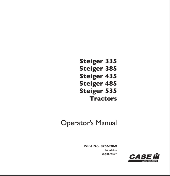 CASE IH 335 385 435 485 535 STEIGER TRACTOR OPERATORS MANUAL- on Lucasgift