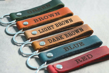 SLIM Personalized Leather Keychain. Custom Leather Keychain. Monogrammed Leather Key fob- on Lucasgift