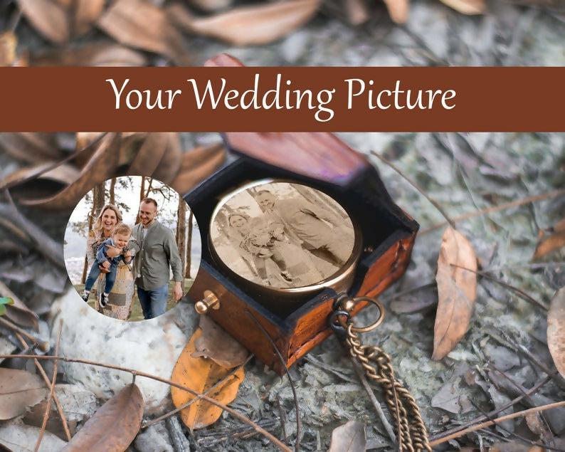 Anniversary Gift For Him, Copper Personalized Engraved Compass, Unique Gift ideas For Couples, Photo Engraved Compass, Wedding Gift for Boy- on Lucasgift