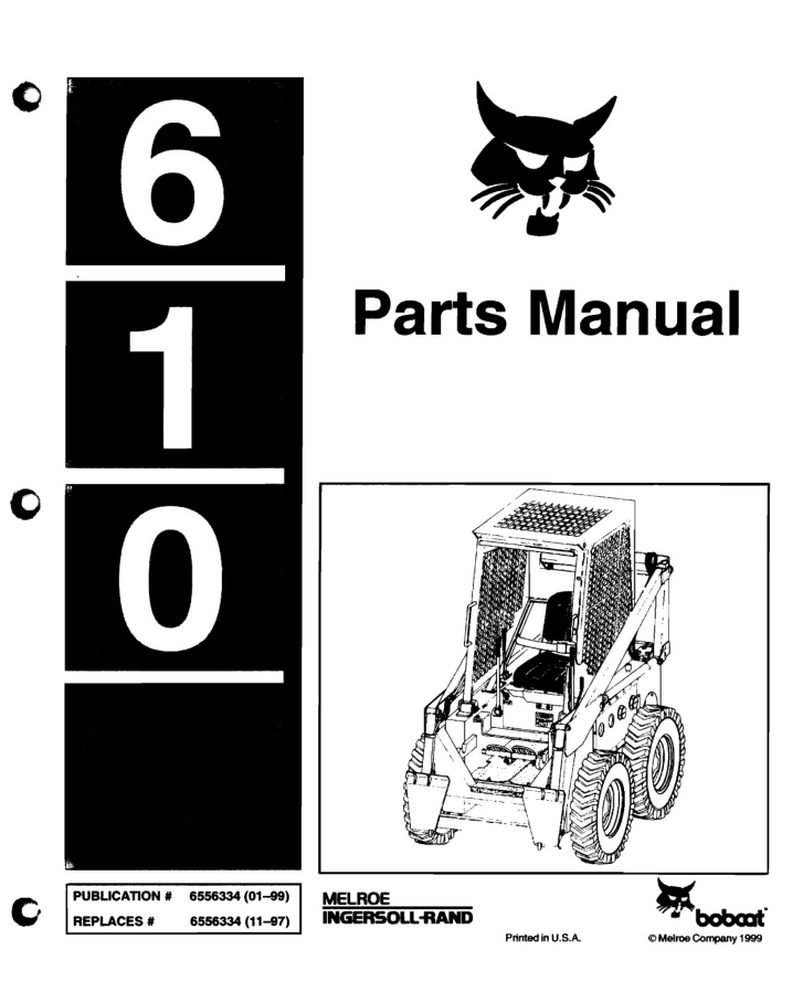 Bobcat 610 Skid Steer Loader Parts Catalog Manual- on Lucasgift