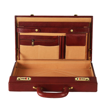 Genuine Leather Attache Briefcase for Men's Leather Executive Handbag 14 inch Laptop Bag MacBook Carry Case Documents Organizer- on Lucasgift