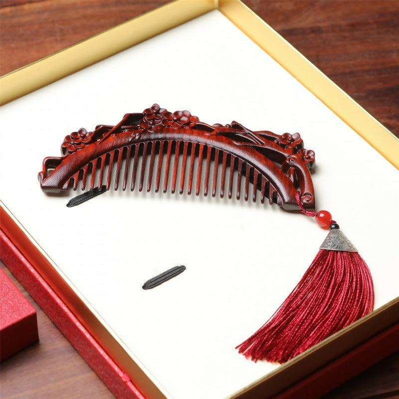 Rosewood Hanmei Plum Blossom Hair Comb and Hairpin Wedding Gift Set- on Lucasgift