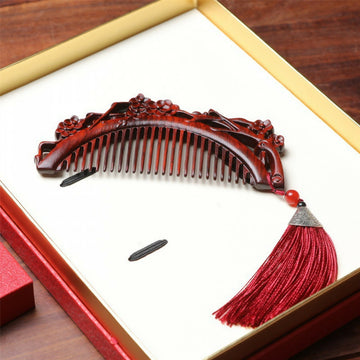 Rosewood Hanmei Plum Blossom Hair Comb and Hairpin Wedding Gift Set- on Lucasgift