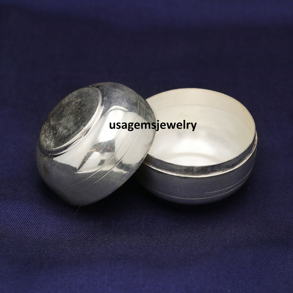 999 Fine Silver Prasadam Bowl Box Handmade Trinket Container Serving Box | Weight 45 Grams BJ1018- on Lucasgift
