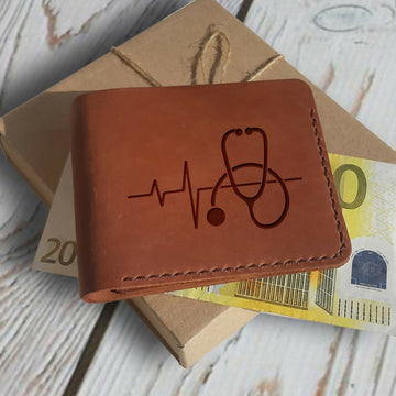 Doctor Gift. Personalized Wallet. Gift for Surgeon. Engraved Custom Leather Wallets. Medical Student Gift. Med School Gift. Therapist Gift- on Lucasgift