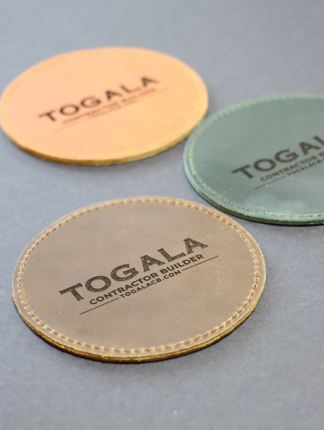 Set of 4 Personalized Full Grain Distressed Leather Coaster, Custom Engraved Coordinates, Texas Handmade Home Decor