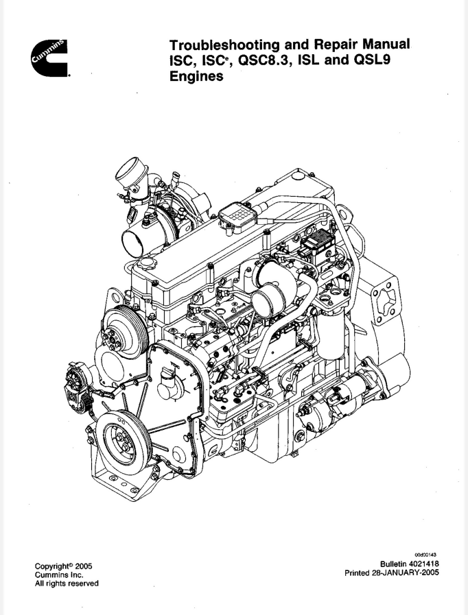 CUMMINS ISC, QSC8.3, ISL and QSL9 ENGINES Service Repair Manual- on Lucasgift