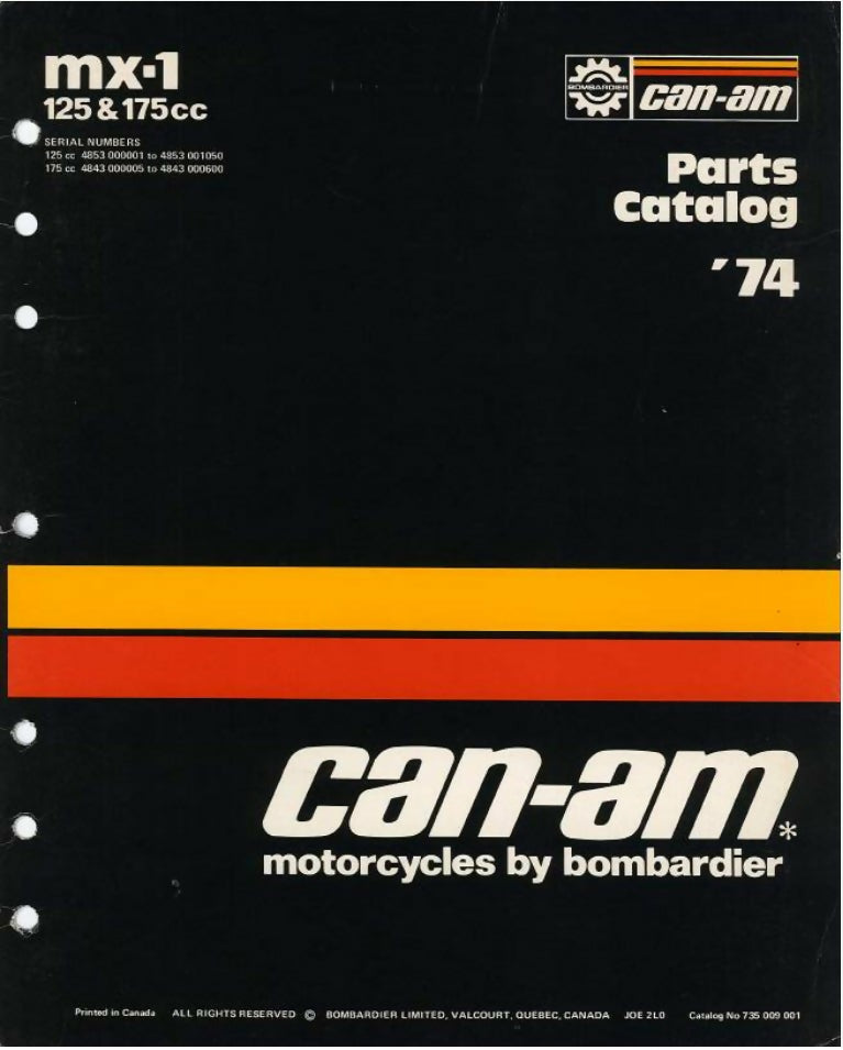 1975 Can-Am 125 175 250 MX-2 MX2 OEM parts catalog manual