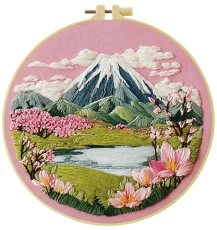 Cross Stitch Kits for Beginners |Mountain Scenery (20cm with frame)- on Lucasgift
