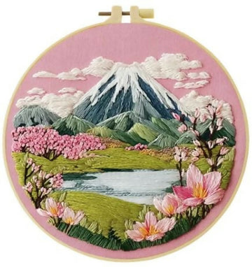 Cross Stitch Kits for Beginners |Mountain Scenery (20cm with frame)- on Lucasgift