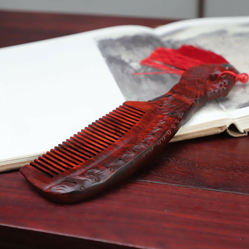 Rhino horn and rosewood carved wooden comb, vintage-style massage and hair comb, wedding gift- on Lucasgift