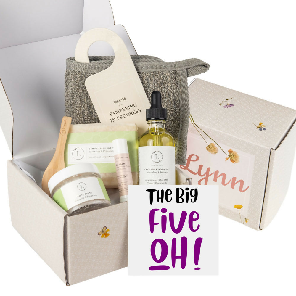 70 Years Loved - 70th Personalized Self care gift box, Natural skincare gift set- on Lucasgift