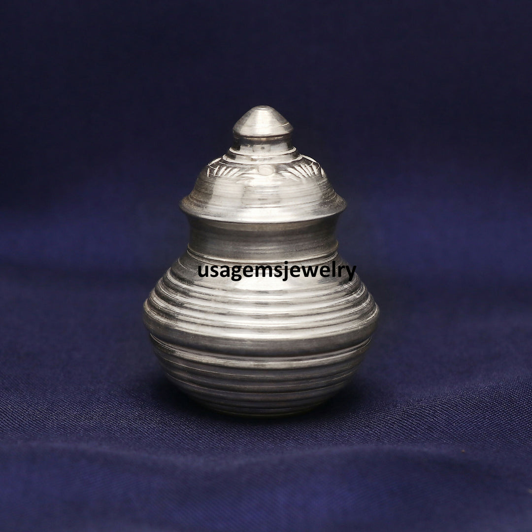 Vintage Silver Sindoor Box | Engraved Round Kumkum Dibbi for Pooja & Wedding Use | 12.1g BJ1009- on Lucasgift