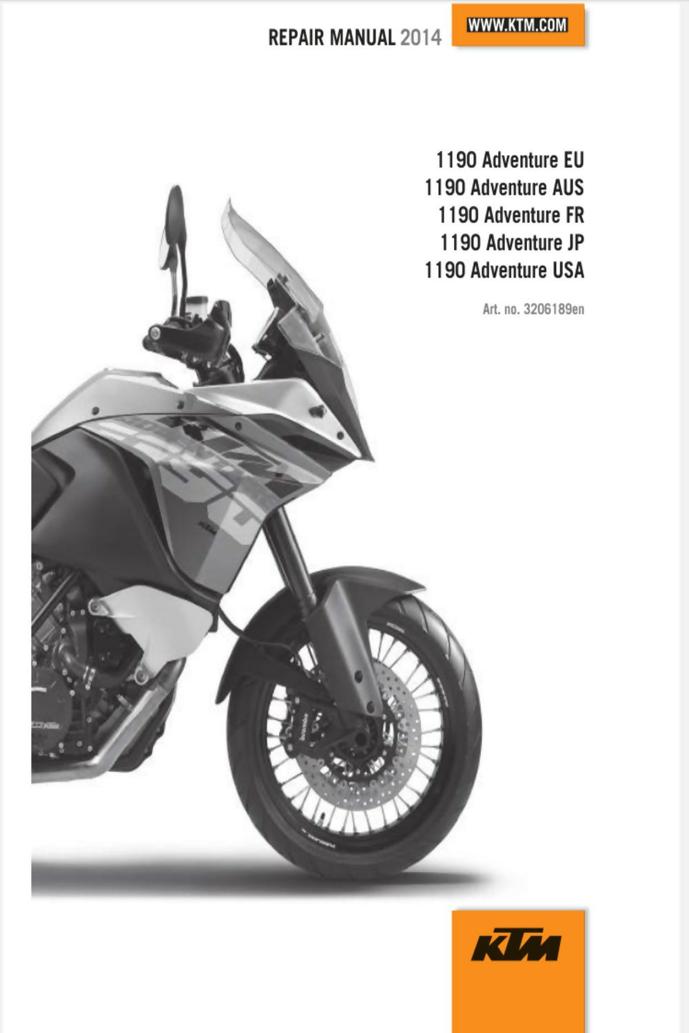 KTM 1190 Adventure 2014 Factory Service Repair Manual- on Lucasgift