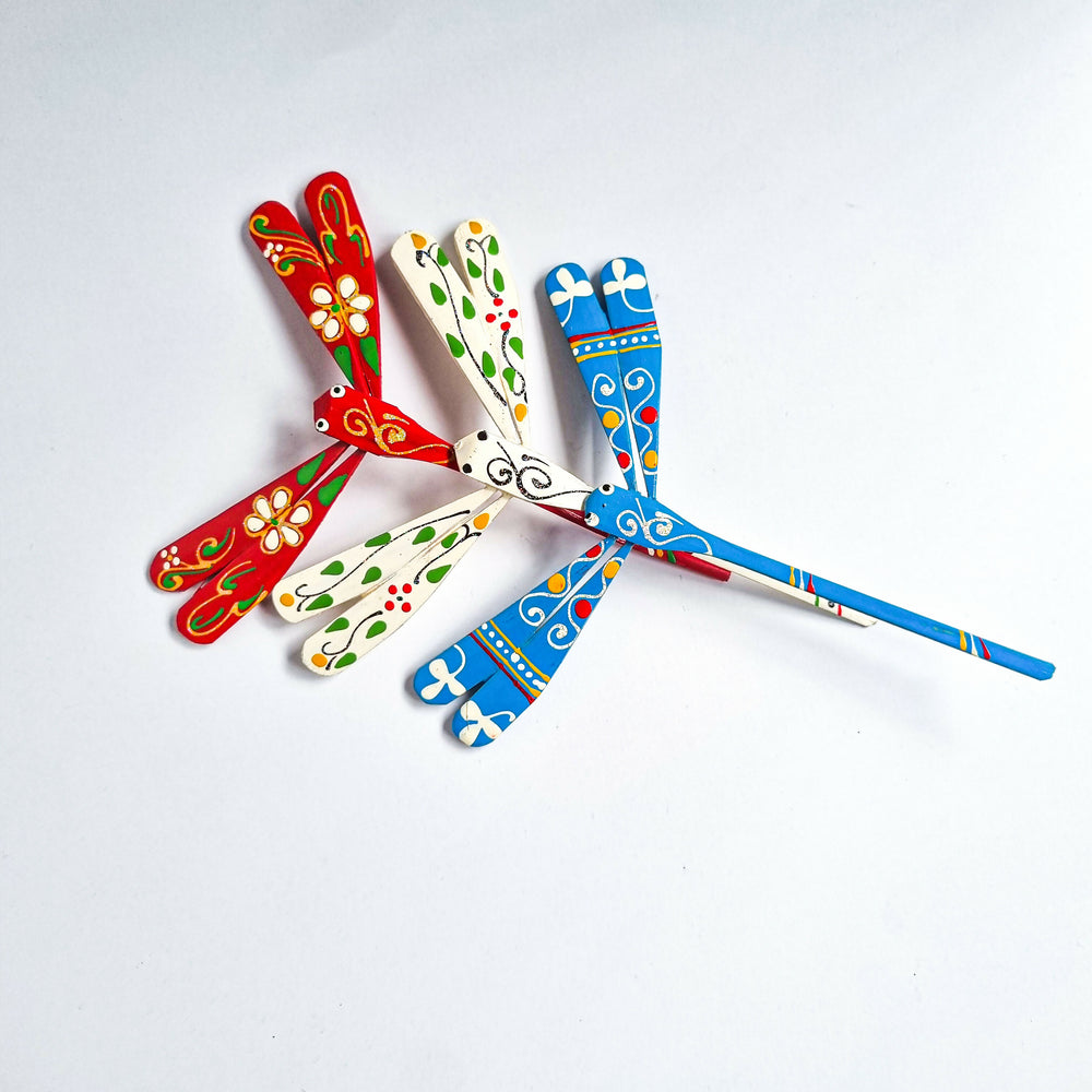 Set of 10 Hand Painted Bamboo Dragonfly: Balancing Decoration, 4.5"- on Lucasgift