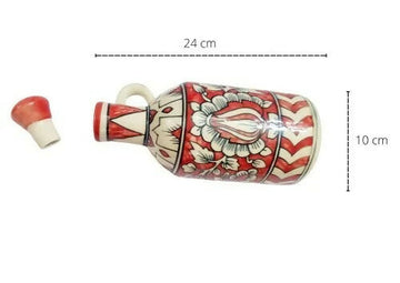 Handcrafted Ceramic Oil Dispenser Bottle with Madhubani Art- on Lucasgift