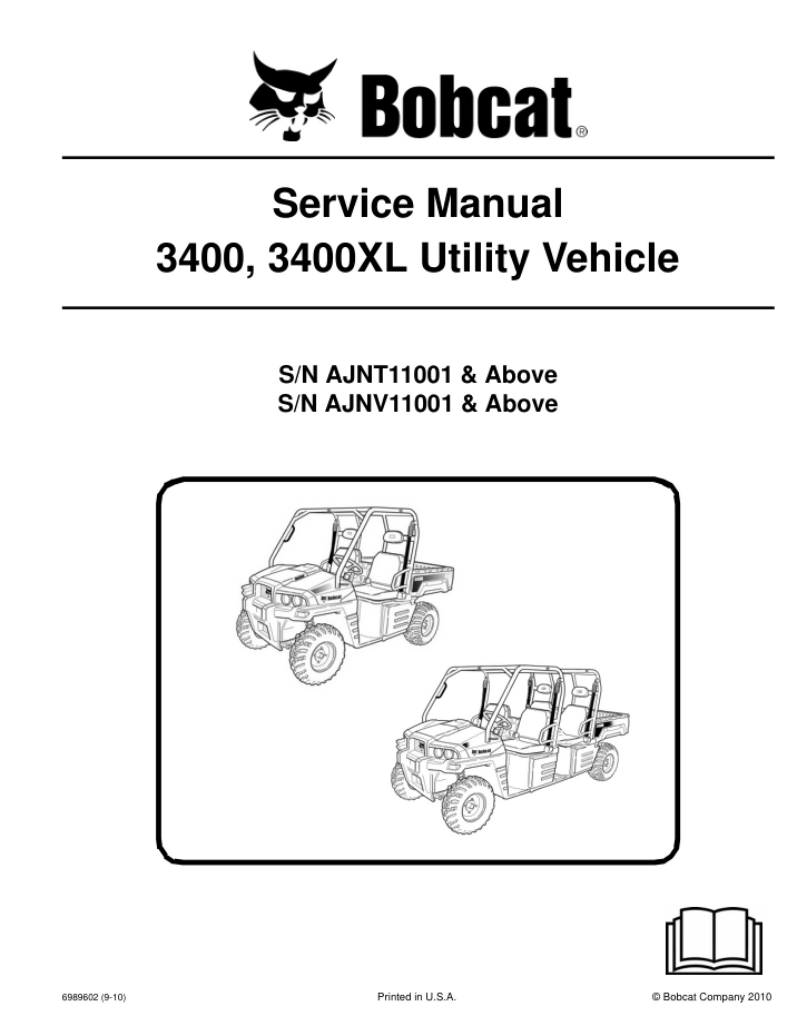 BOBCAT 3400 3400XL UTILITY VEHICLE SERVICE REPAIR SHOP MANUAL- on Lucasgift