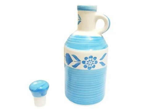 Indian Handcrafted Blue Floral Ceramic Oil Dispenser- on Lucasgift