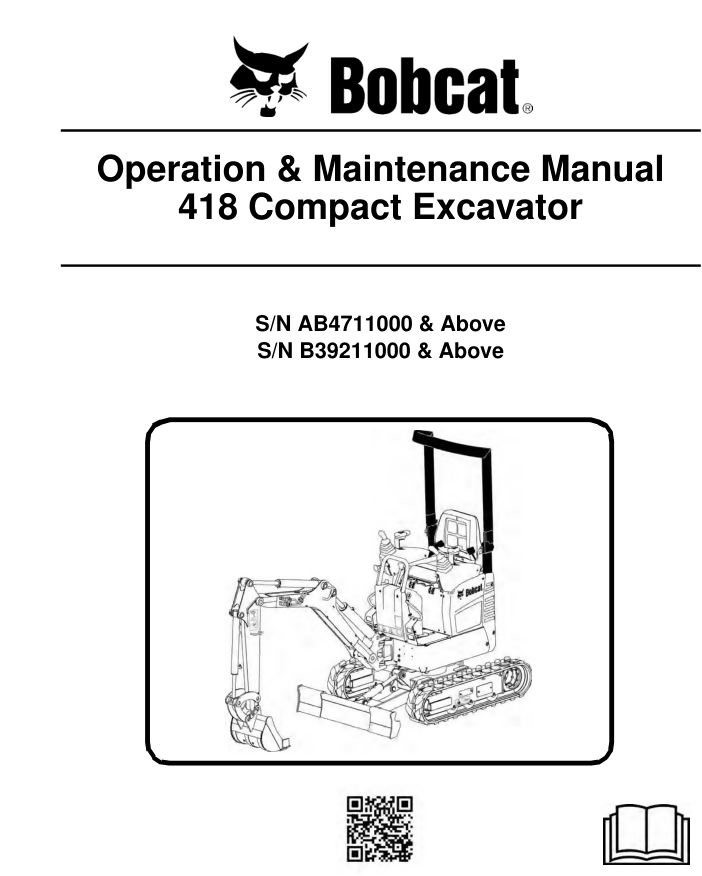 BOBCAT 418 COMPACT EXCAVATOR OPERATORS MANUAL- on Lucasgift