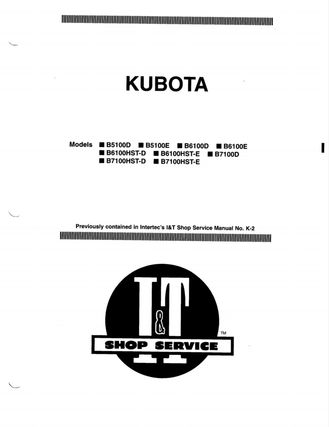 KUBOTA B5100DE B6100DE B6100HST-DE B7100D B7100HST-DE Workshop Manual- on Lucasgift
