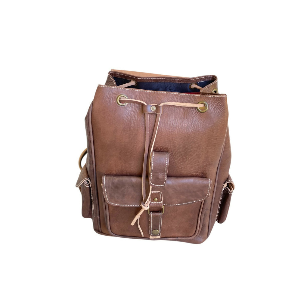 Traditional Berber Style Real Leather Rucksack - Handmade Morocco Travel Bag- on Lucasgift