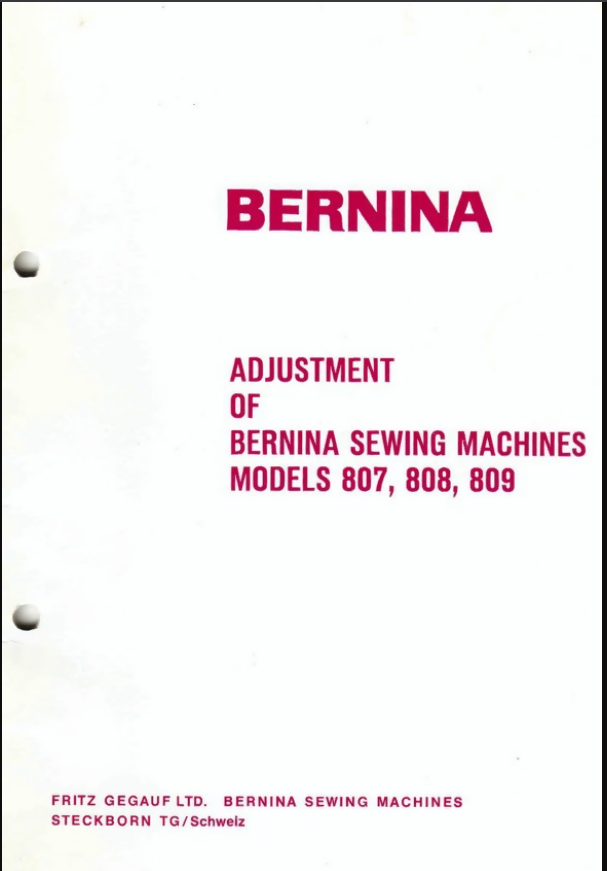 BERNINA 807 808 809 Service manual & Parts Schematics- on Lucasgift