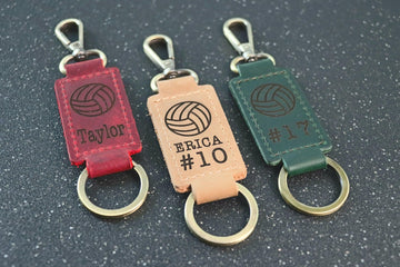 Volleyball Personalized Keychain / Keyring / bag Tag / Name Tag - Leather Keychain- on Lucasgift