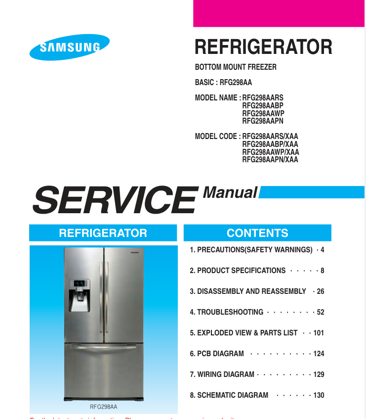 SAMSUNG RFG298AARS, ETC. SERVICE REPAIR MANUAL- on Lucasgift