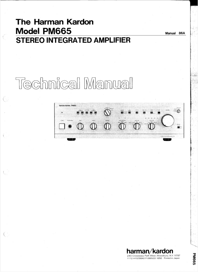 HARMAN KARDON PM665 PM-665 Service Manual- on Lucasgift