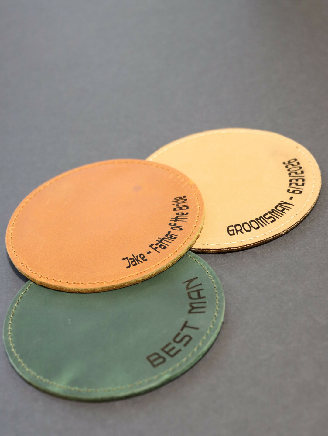 Pack of 8 LEATHER WEDDING COASTERS for Guests, Bridesmaid and Groomsman- on Lucasgift