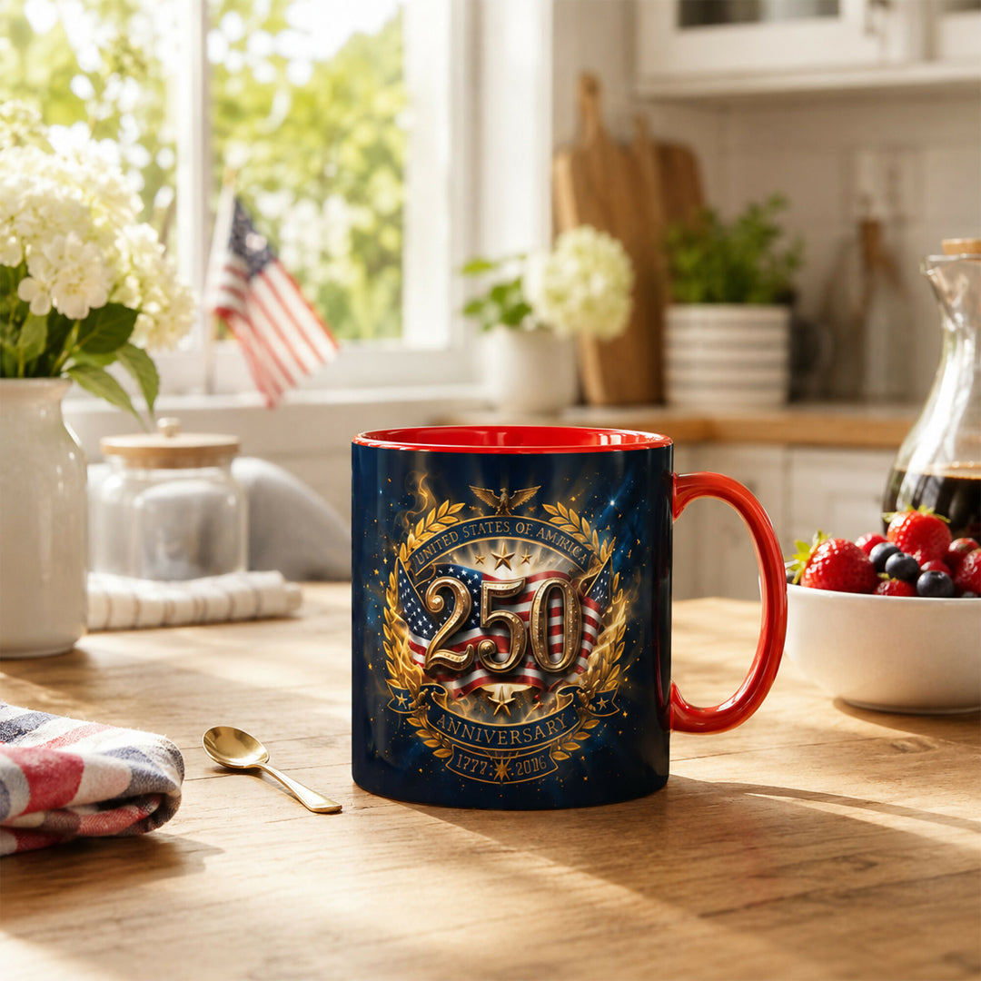 250th American Independence Anniversary Coffee Mug 1776–2026, Patriotic 4th of July Gifts for Men Women, Dad Mom Grandma Grandpa, 11oz 15oz Ceramic Mug