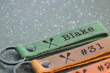 SLIM Lacrosse Keychain, Personalized Sports Keychain, Team Gifts, Player Gifts, Lacrosse Gift, LEATHER KEYCHAIN- on Lucasgift