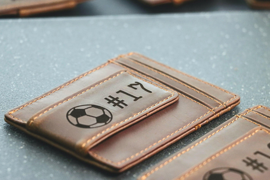 SOCCER Personalized Wallet / Magnet Wallet / Teen Wallet / Name Wallet - LEATHER WALLET- on Lucasgift