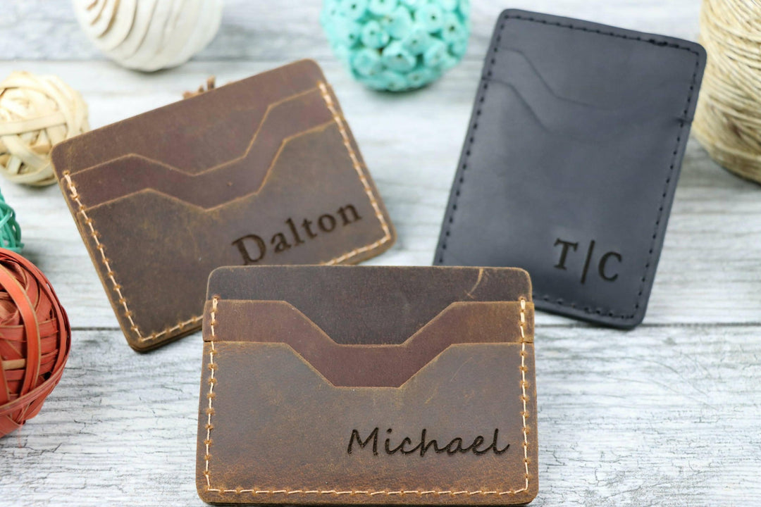 Minimalist Leather Card Wallet , Real Leather, Same Day Shipping, Free Shipping US- on Lucasgift