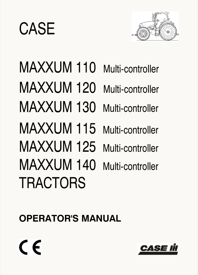 CASE IH MAXXUM PRO 110 120 130 115 125 140 TRACTOR OPERATORS MANUAL- on Lucasgift