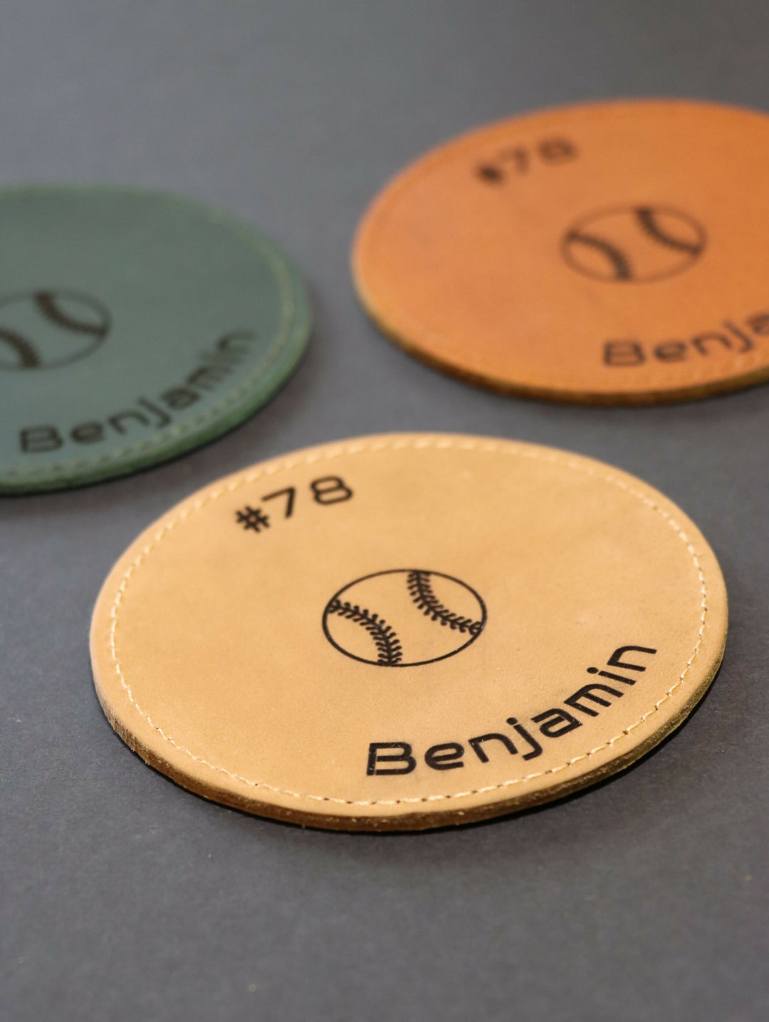 Pack of 8 LEATHER BASEBALL COASTERS