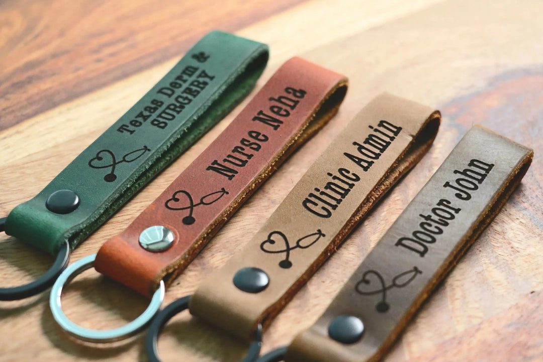 SLIM DOCTOR Personalized Keychain, Doctor Keyring, Medical Clinic Key tag, Name Tag, Cute Leather Keychain, Clinic Staff Keychain-Lucasgift