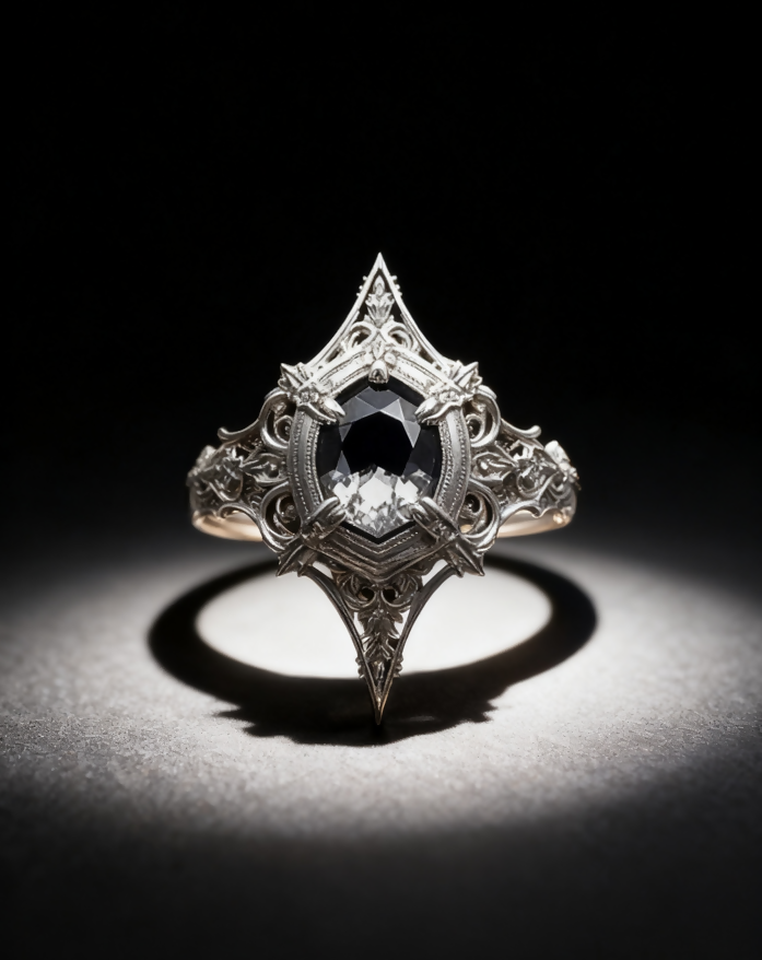 Baroque Gothic Ring, Sterling Silver Intricate Filigree Band, Vintage Statement Heirloom, Handmade Romantic Gift- on Lucasgift