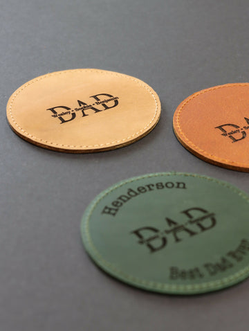 Pack of 8 LEATHER DAD COASTERS for Father's Day- on Lucasgift