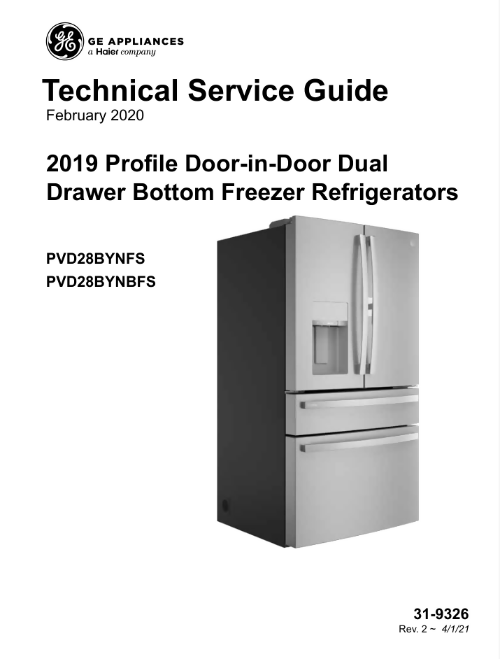 GE PVD28BYNFS PVD28BYNBFS SERVICE REPAIR MANUAL