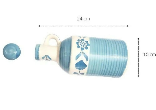 Indian Handcrafted Blue Floral Ceramic Oil Dispenser- on Lucasgift