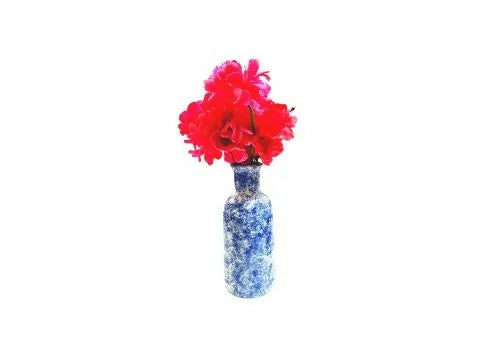 Handcrafted Indian Blue Marble-Effect Ceramic Vase- on Lucasgift