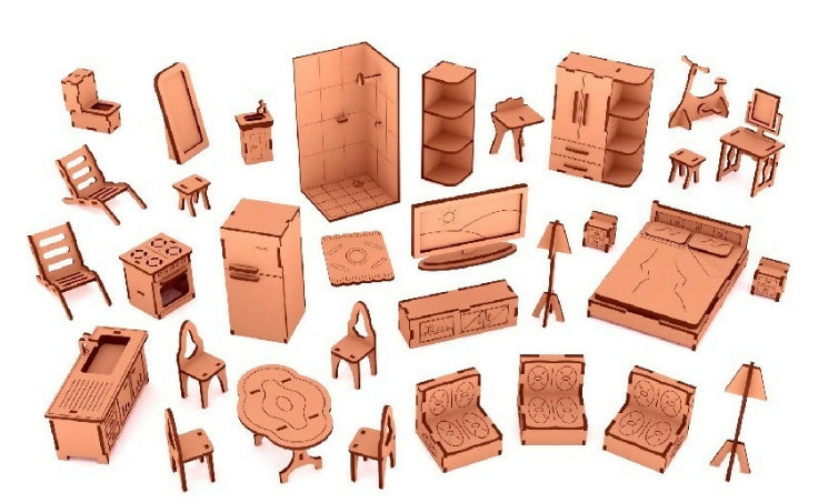 Dollhouse vector model for laser cut on plywood or plastic- on Lucasgift