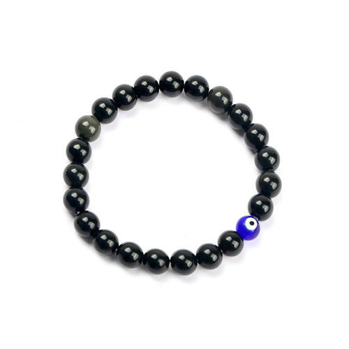 Black Onyx and Blue Evil Eye Protection Bracelet- on Lucasgift