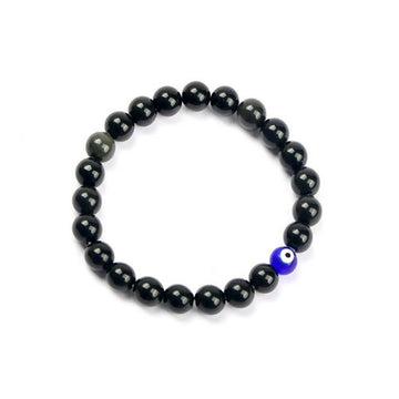 Black Onyx and Blue Evil Eye Protection Bracelet