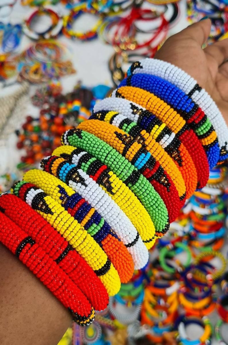 5pcs of Beaded Zulu bracelets African bracelets maasai bracelet gift for her women bracelets Maasai bangles- on Lucasgift