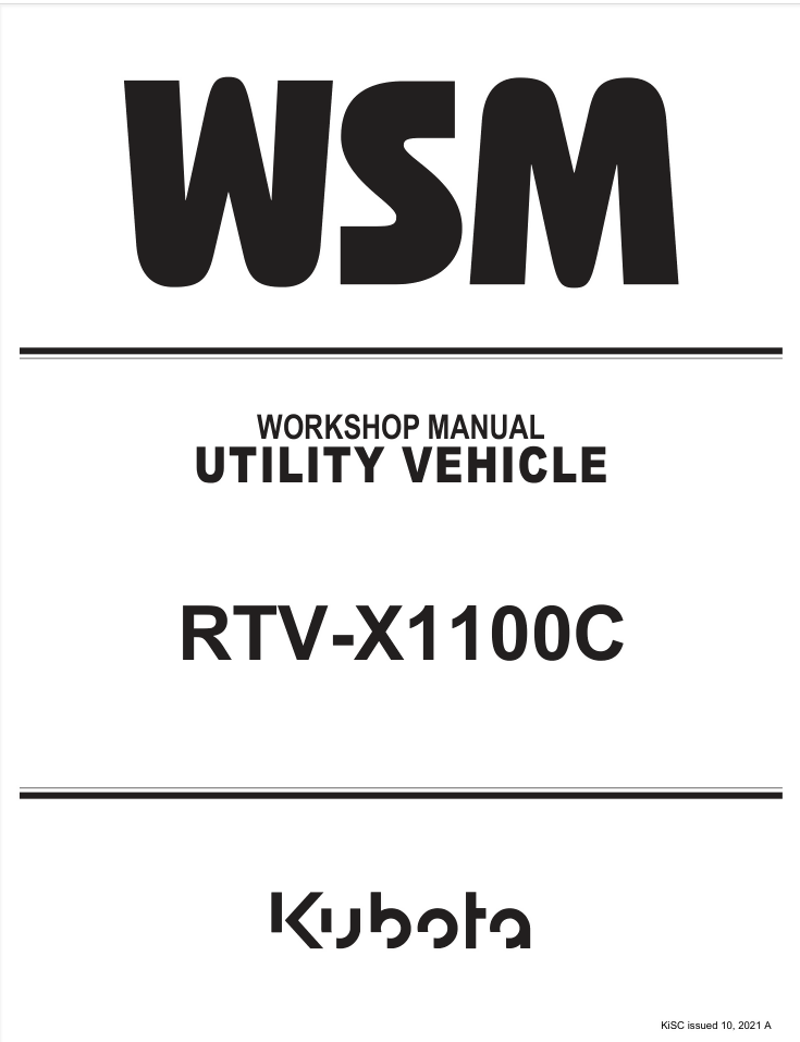 Kubota RTV X1100 Workshop Service Manual- on Lucasgift