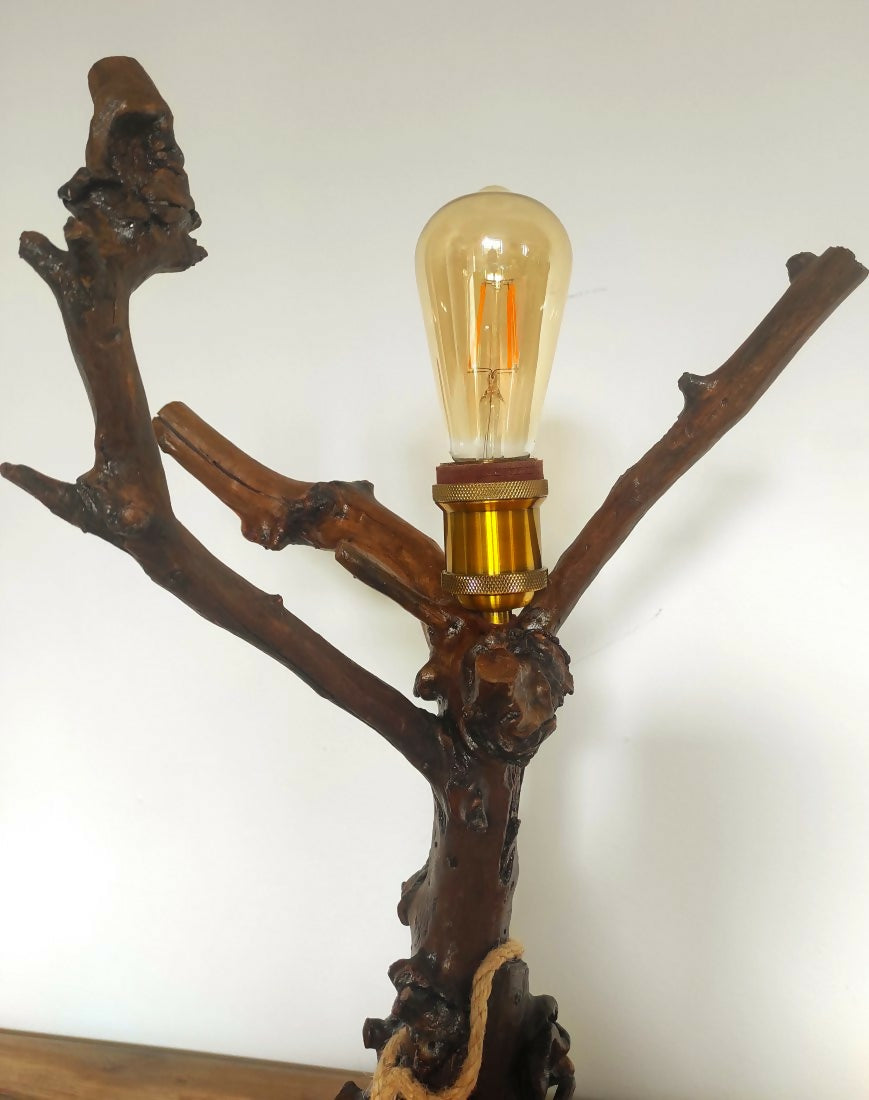 Forest Guardian Lamp | Handmade Driftwood Table Lamp | Rustic Woodland Lighting- on Lucasgift