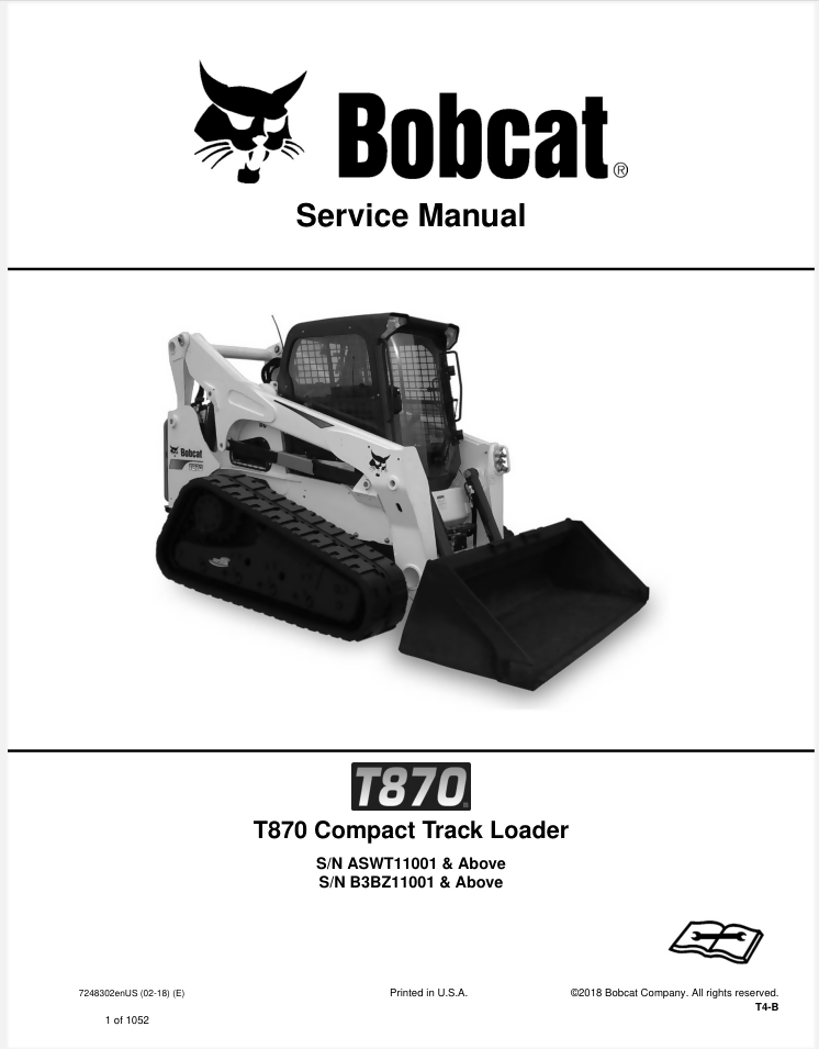 BOBCAT T870 COMPACT TRACK LOADER SERVICE REPAIR SHOP MANUAL- on Lucasgift